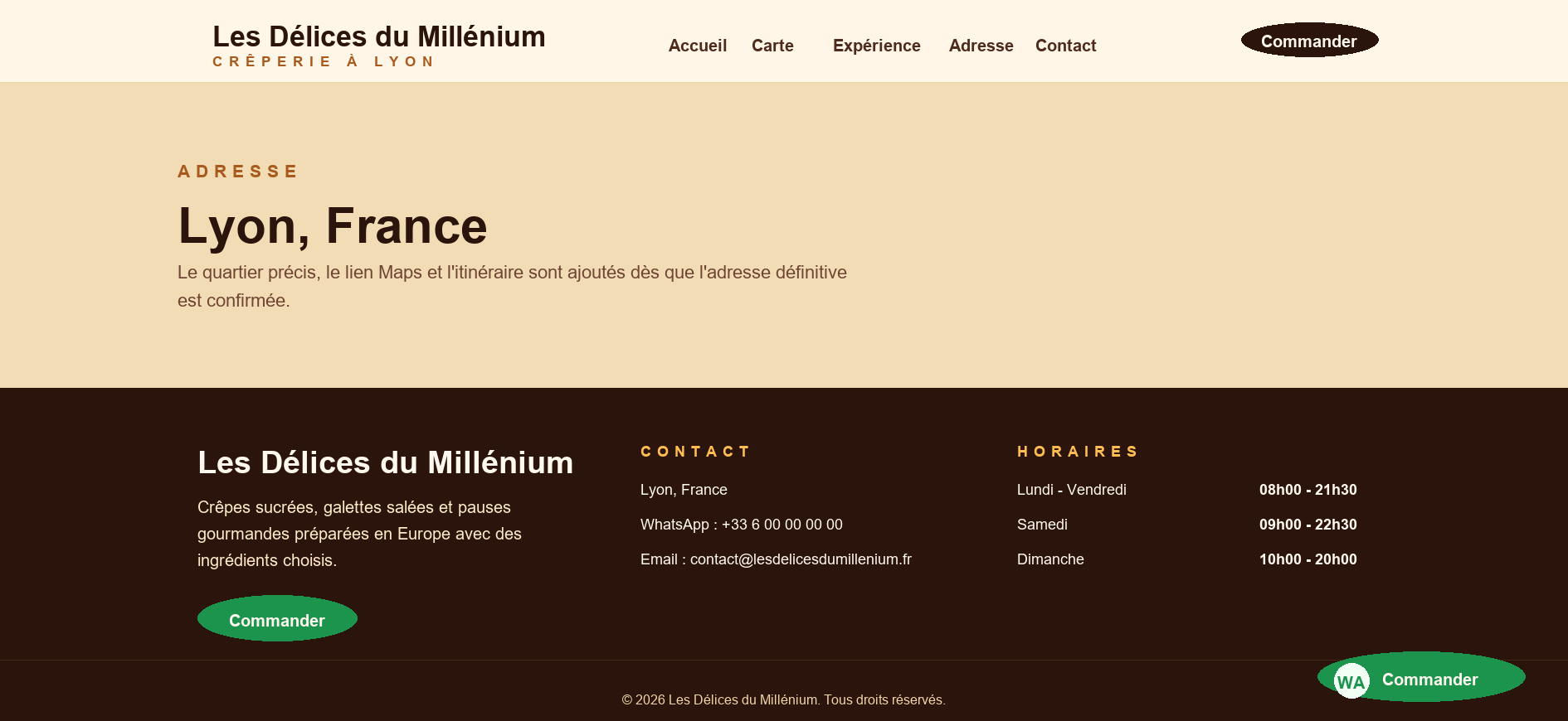 Adresse & contact - Les Délices du Millénium