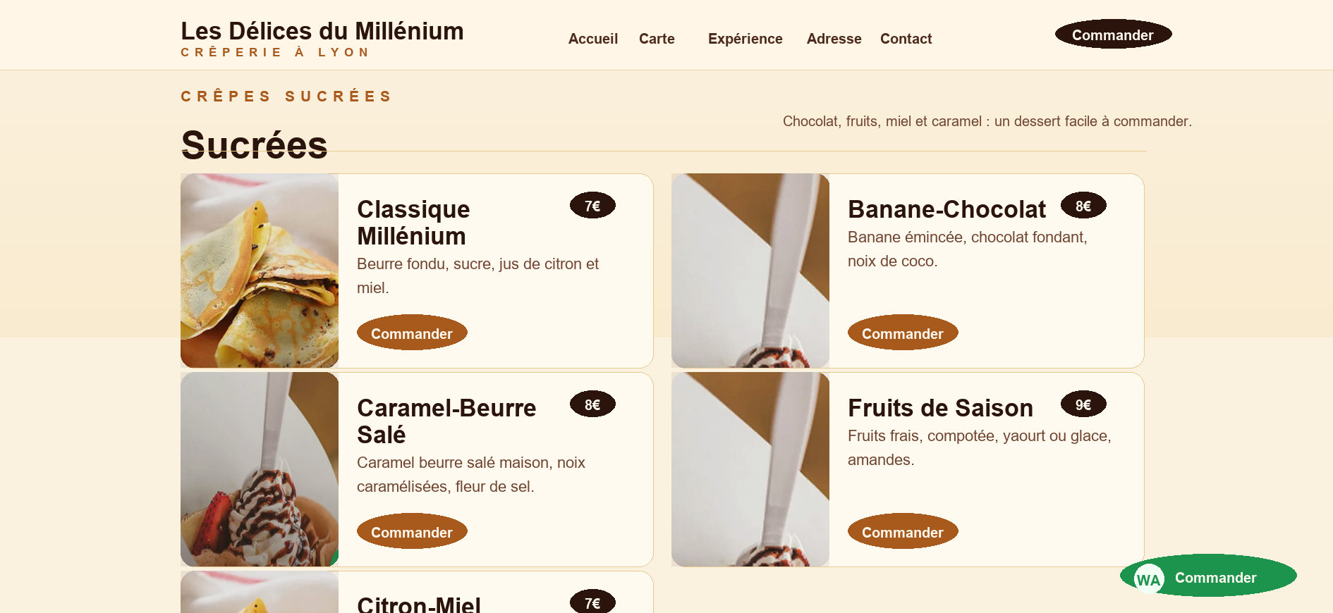 Crêpes sucrées - Les Délices du Millénium