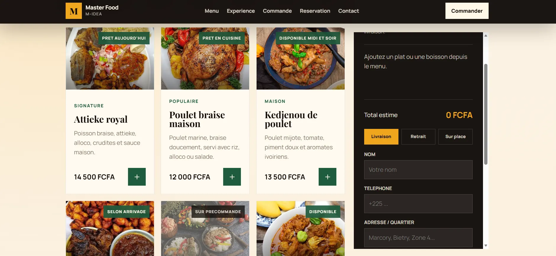 Détail du récapitulatif de commande restaurant